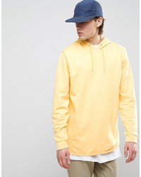 Asos Longline Hoodie With Curved Hem In Yellow