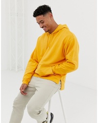 ASOS DESIGN Oversized Hoodie With Stepped Hem And Dropped Shoulder In Yellow