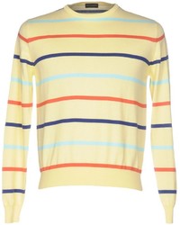 Yellow Horizontal Striped Crew-neck Sweater