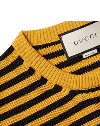 Gucci Button Embellished Striped Cotton Sweater