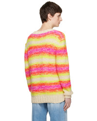 AGR Pink Yellow Striped Sweater