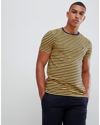 Polo Ralph Lauren Custom Slim Fit Stripe T Shirt Player Logo In Navyyellow