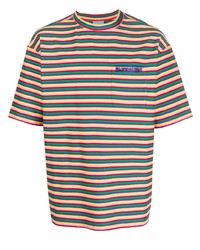 BLUEMARBLE Embroidered Logo Striped T Shirt
