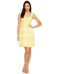 Adrianna Papell Lemon Drop Jacquard Fit And Flare Sleeveless Dress Dress