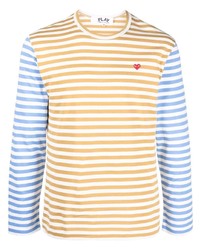 Comme Des Garcons Play Comme Des Garons Play Logo Embroidered Stripe Print T Shirt
