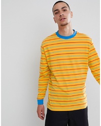 ASOS DESIGN Relaxed Long Sleeve T Shirt With Retro Colour Stripe
