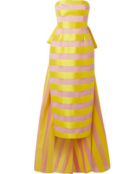 Lela Rose Ed Striped Organza And Satin Midi Dress