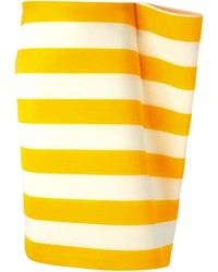 Yellow Horizontal Striped Pencil Skirt