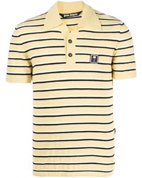 Palm Angels Logo Patch Striped Terry Polo Shirt