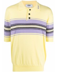 MSGM Stripe Print Cotton Polo Shirt