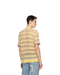 Andersson Bell Yellow And Brown Knit Short Sleeve Polo
