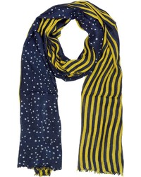 Moschino Stripes And Stars Wool Blend Long Scarf