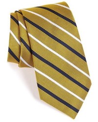 Yellow Horizontal Striped Silk Tie