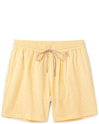 Yellow Horizontal Striped Swim Shorts
