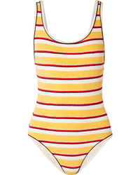 Yellow Horizontal Striped Swimsuit