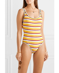 Solid & Striped The Anne Marie Striped Cotton Blend Terry Swimsuit
