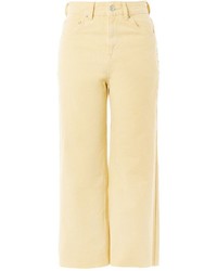 Topshop Moto Yellow Cropped Wide Leg Jeans