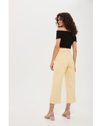 Topshop Moto Yellow Cropped Wide Leg Jeans