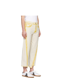 Lanvin White And Yellow Overdyed Twisted Seam Jeans