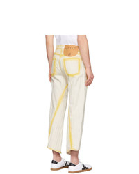 Lanvin White And Yellow Overdyed Twisted Seam Jeans