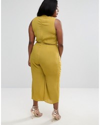 Asos Curve Curve Wide Leg Jumpsuit With Pleated Front Panel