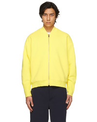 Yellow Knit Bomber Jacket