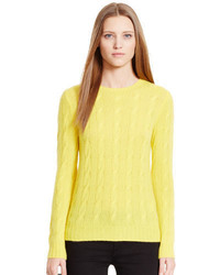 Yellow Knit Cable Sweater