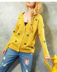 ChicNova Yellow Cardigan With Embroidered Details