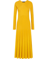 Yellow Knit Midi Dress