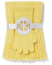 New York & Co. 2 Piece Cable Knit Scarf Gloves Set