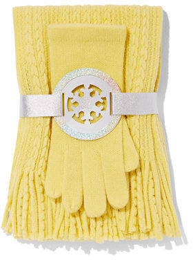 yellow scarf and gloves set