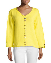 Neon Buddha Iris Pullover Top With Buttons