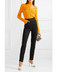 Dion Lee Cutout Ribbed Stretch Knit Turtleneck Sweater