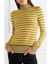 Carven Wool Blend Jacquard Turtleneck Sweater