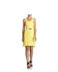 PJK Patterson J. Kincaid Carlyle Lace Belted Dress Yellow