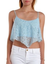 Charlotte Russe Pointed Lace Flutter Crop Top