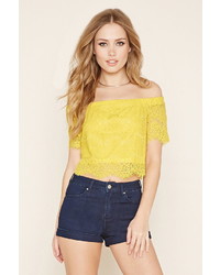 Forever 21 Lace Off The Shoulder Crop Top