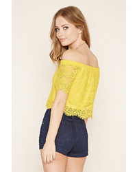 Forever 21 Lace Off The Shoulder Crop Top