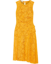Oscar de la Renta Cotton Blend Corded Lace Dress Saffron