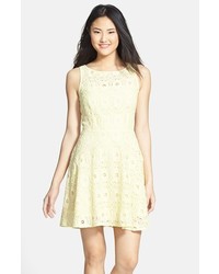 Yellow Lace Fit and Flare Dress