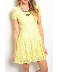 Adore Clothes More Yellow Lace Dress