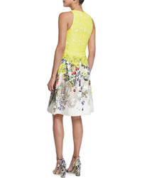 Monique Lhuillier Sleeveless Fit  Flare Dress Yellow