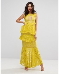PrettyLittleThing Frill Detail Fishtail Lace Maxi Dress