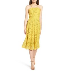 Yellow Lace Midi Dress