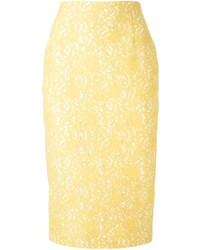 Yellow Lace Pencil Skirt