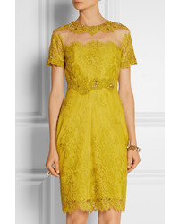 Notte by Marchesa Embellished Lace Appliqud Tulle Dress