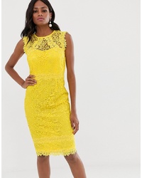 Paper Dolls Lace Midi Dress With In Lemon