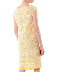 Mantu Lace Overlay Sheath Dress Yellowwhite