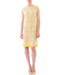 Mantu Lace Overlay Sheath Dress Yellowwhite