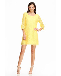 Maggy London Yellow Lace Shift Dress